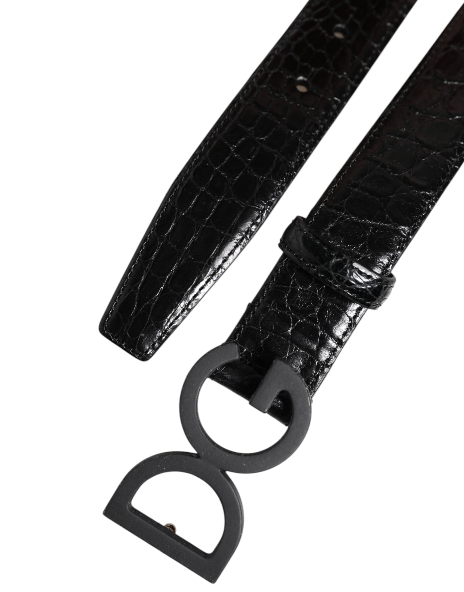 Dolce & Gabbana Black Leather Classic Metal DG Buckle Belt Dolce & Gabbana