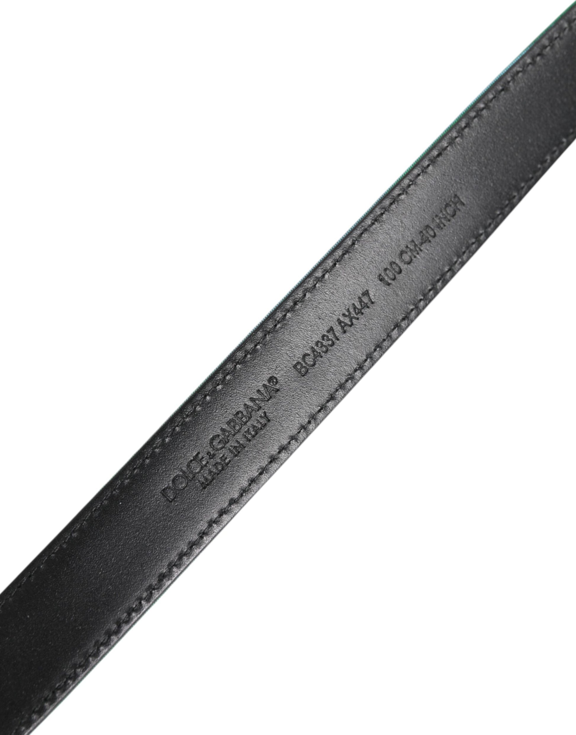 Dolce & Gabbana Green Black Polyester Metal Buckle Belt