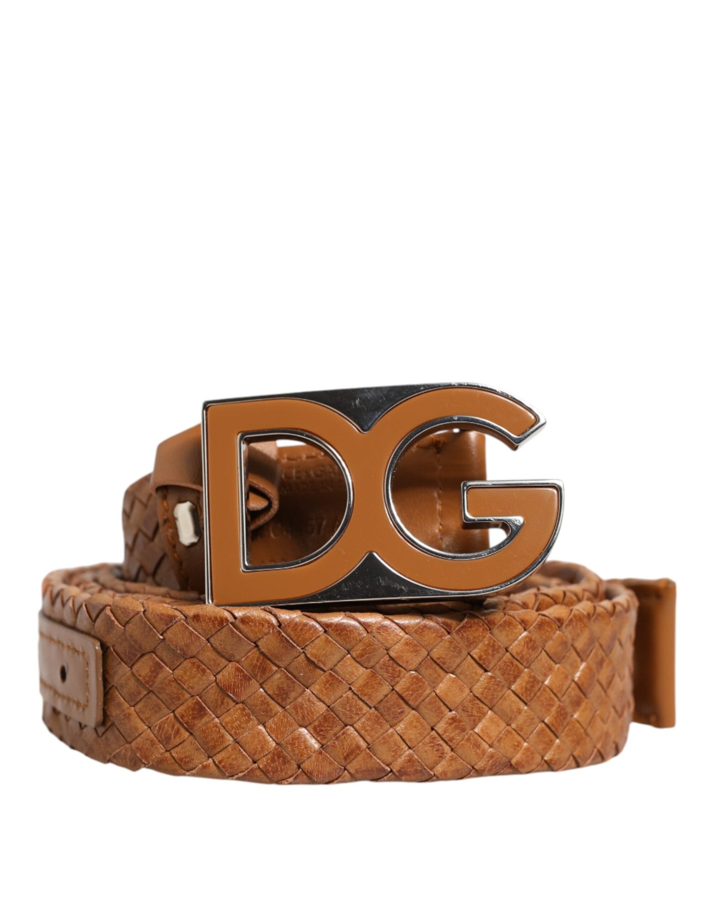Dolce & Gabbana Brown Braided Metal DG Logo Buckle Belt Dolce & Gabbana