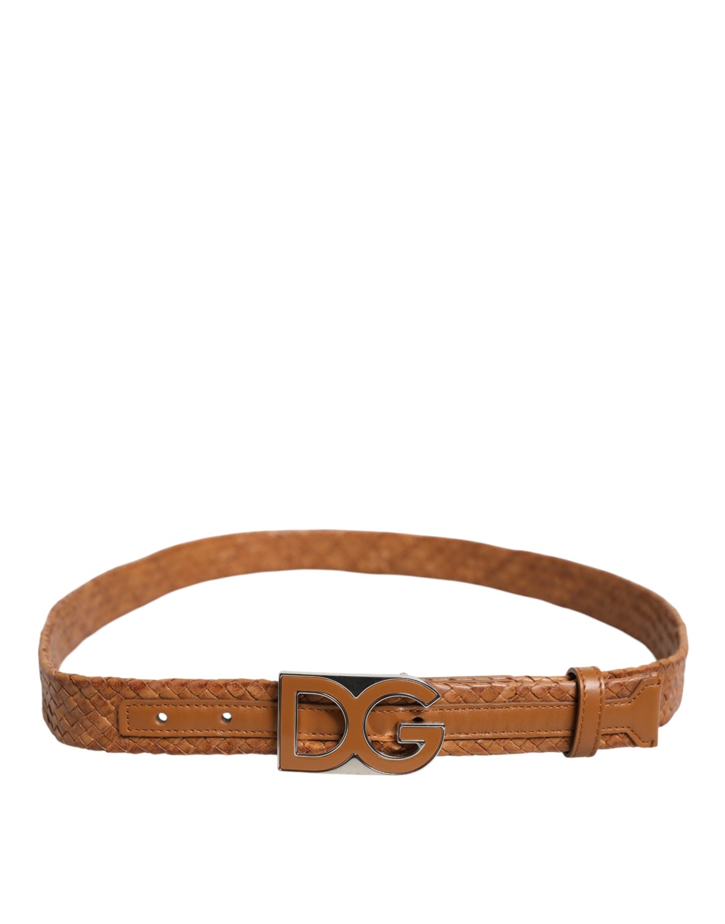 Dolce & Gabbana Brown Braided Metal DG Logo Buckle Belt Dolce & Gabbana