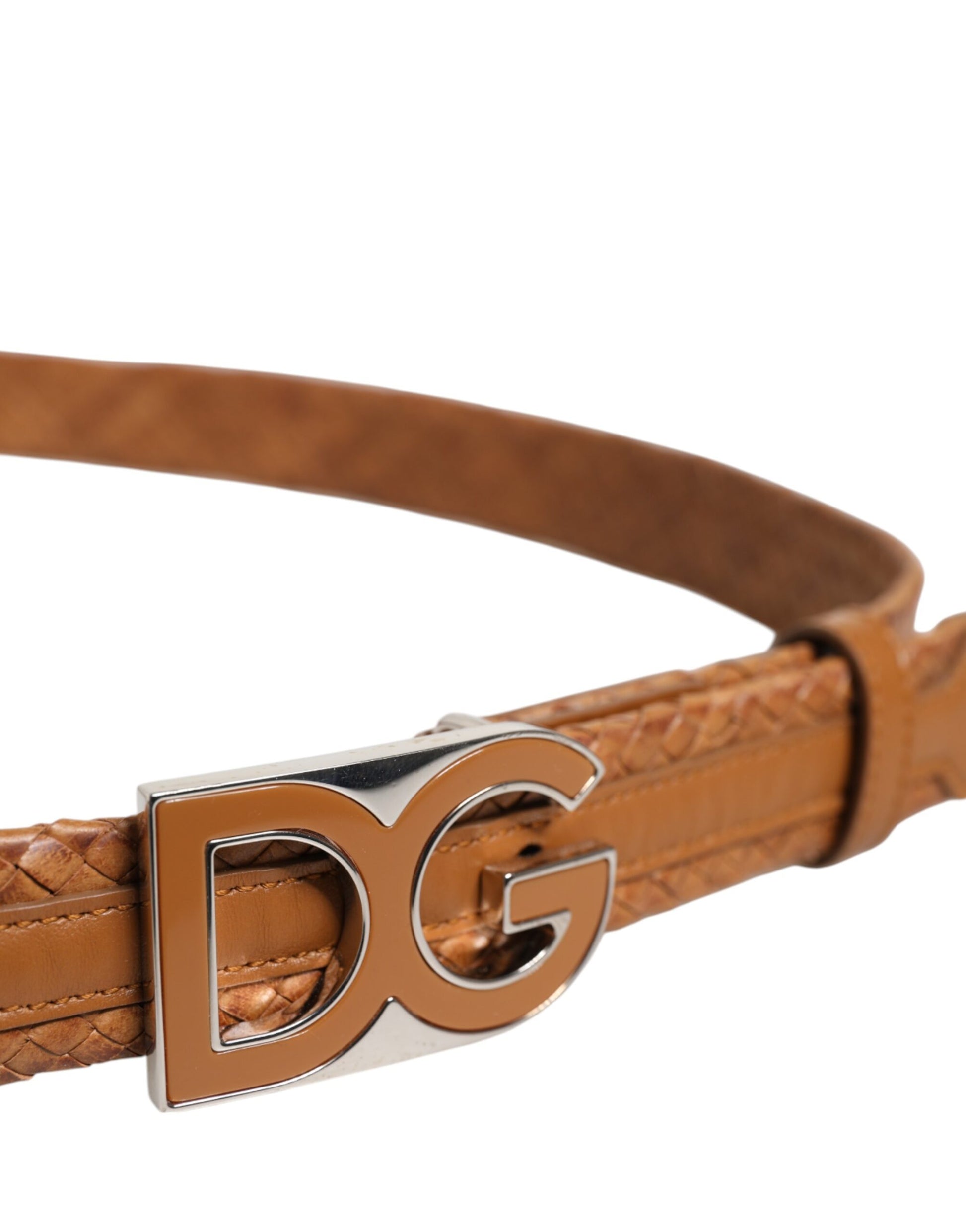 Dolce & Gabbana Brown Braided Metal DG Logo Buckle Belt Dolce & Gabbana