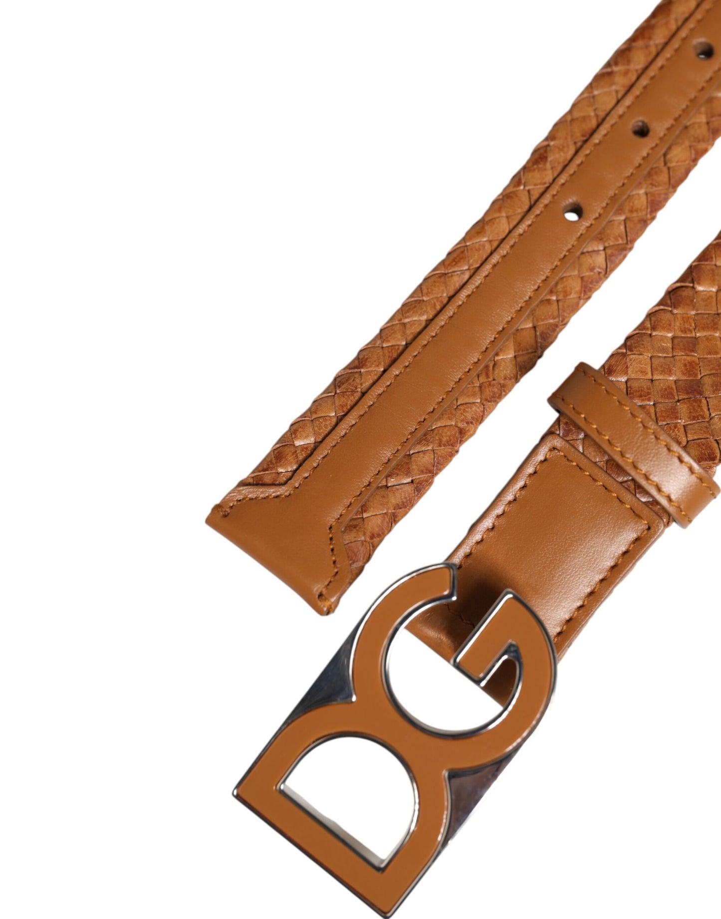 Dolce & Gabbana Brown Braided Metal DG Logo Buckle Belt Dolce & Gabbana