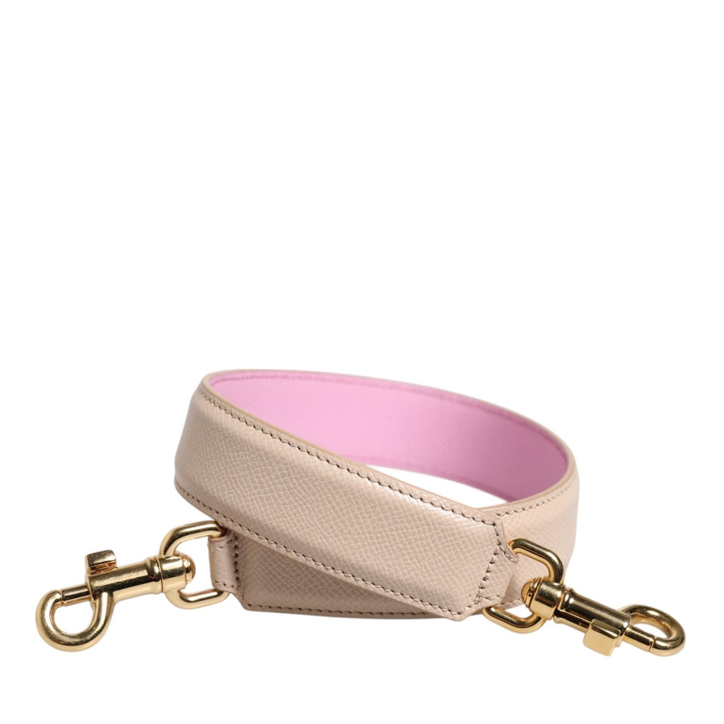 Dolce & Gabbana Beige Pink Leather Handbag Accessory Shoulder Strap