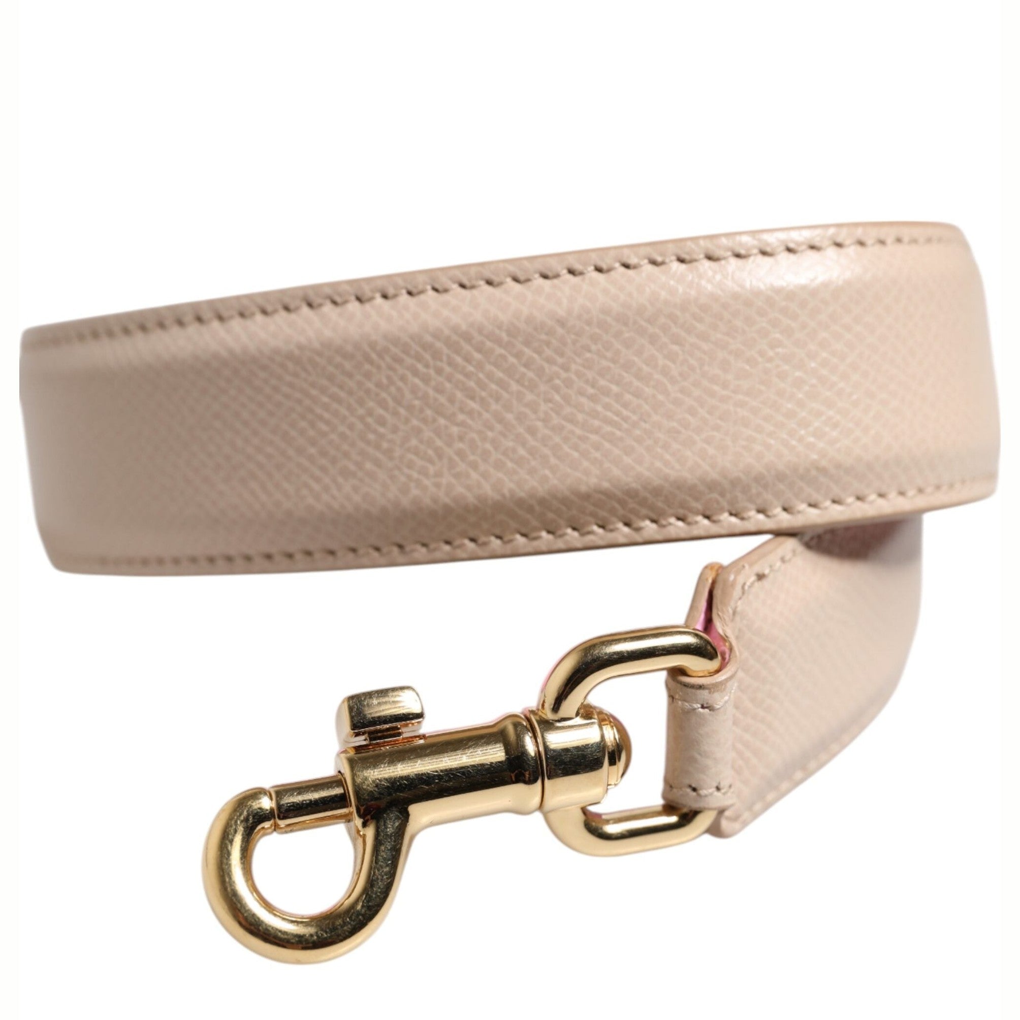 Dolce & Gabbana Beige Pink Leather Handbag Accessory Shoulder Strap