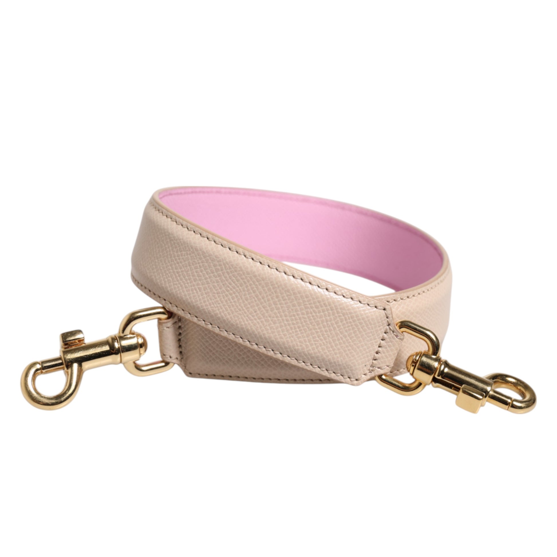 Dolce & Gabbana Beige Pink Leather Handbag Accessory Shoulder Strap Dolce & Gabbana
