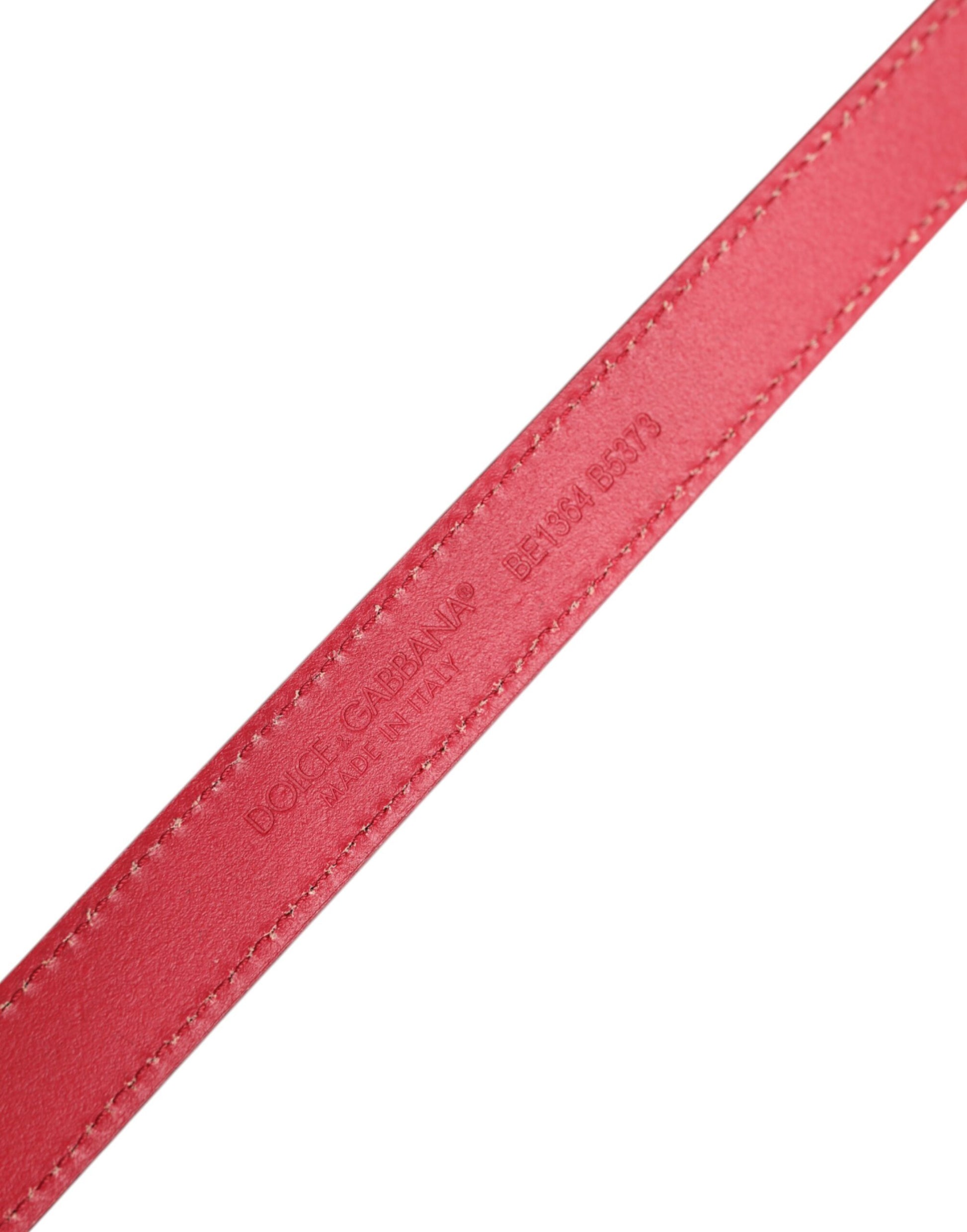 Dolce & Gabbana Red Leather Square Metal Buckle Cintura Belt Dolce & Gabbana