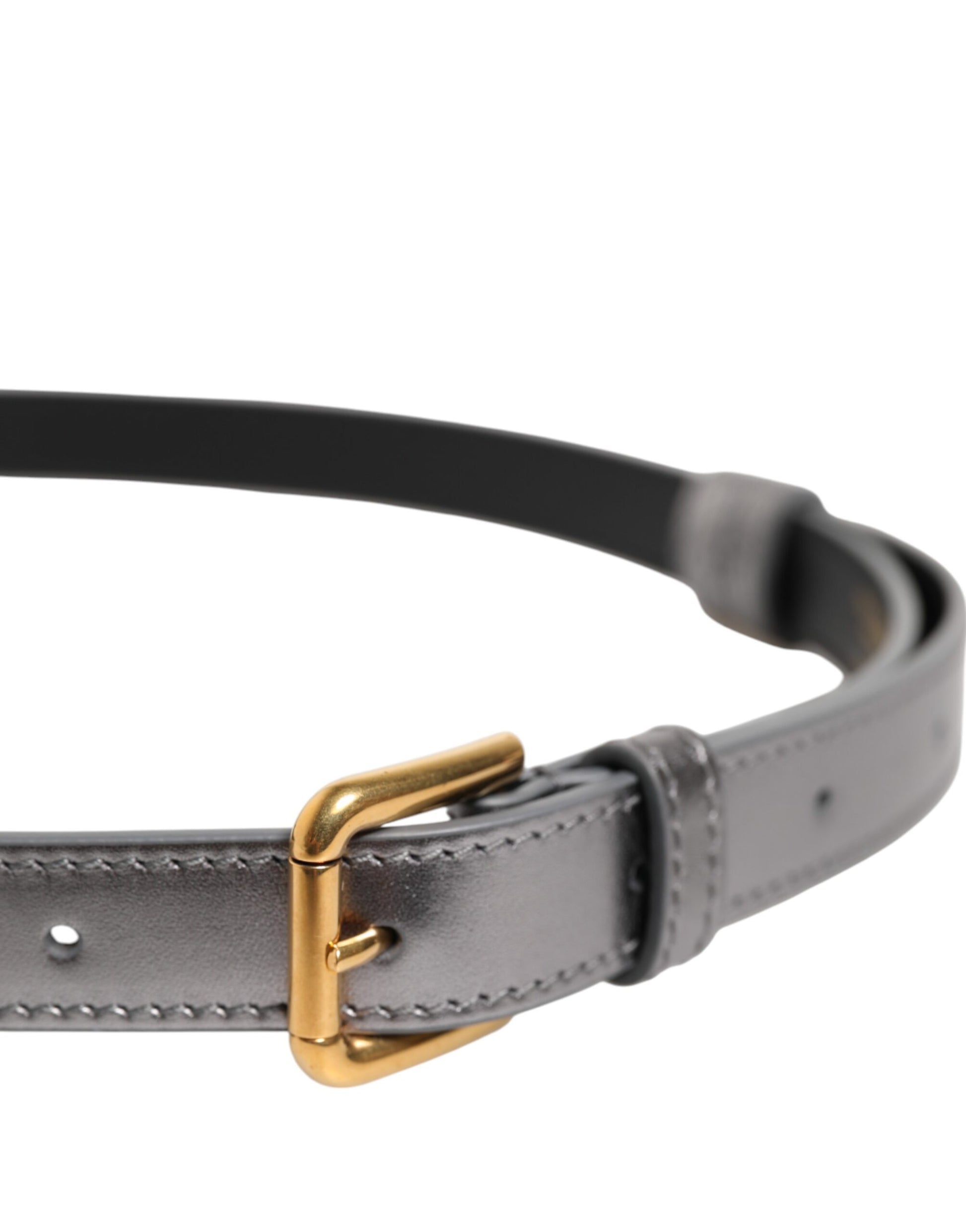 Dolce & Gabbana Silver Logo Engraved Metal Waist Buckle Belt Dolce & Gabbana
