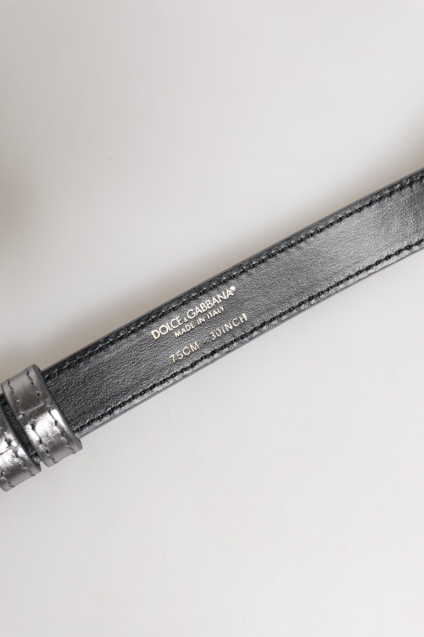 Dolce & Gabbana Silver Logo Engraved Metal Waist Buckle Belt Dolce & Gabbana