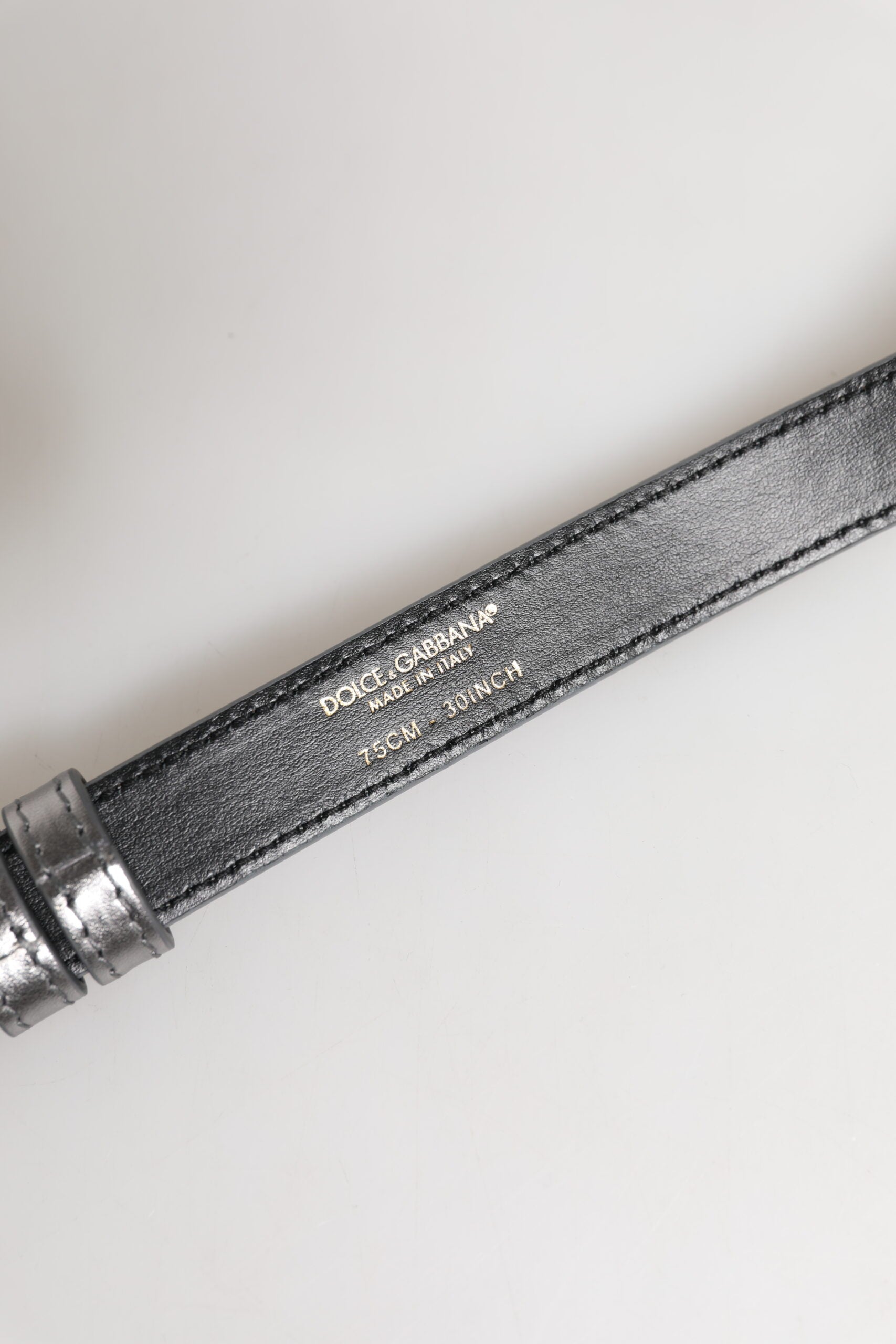 Dolce & Gabbana Silver Logo Engraved Metal Waist Buckle Belt Dolce & Gabbana