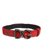 Dolce & Gabbana Red Viscose Silver DG Logo Metal Buckle Belt