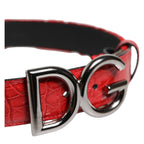 Dolce & Gabbana Red Viscose Silver DG Logo Metal Buckle Belt