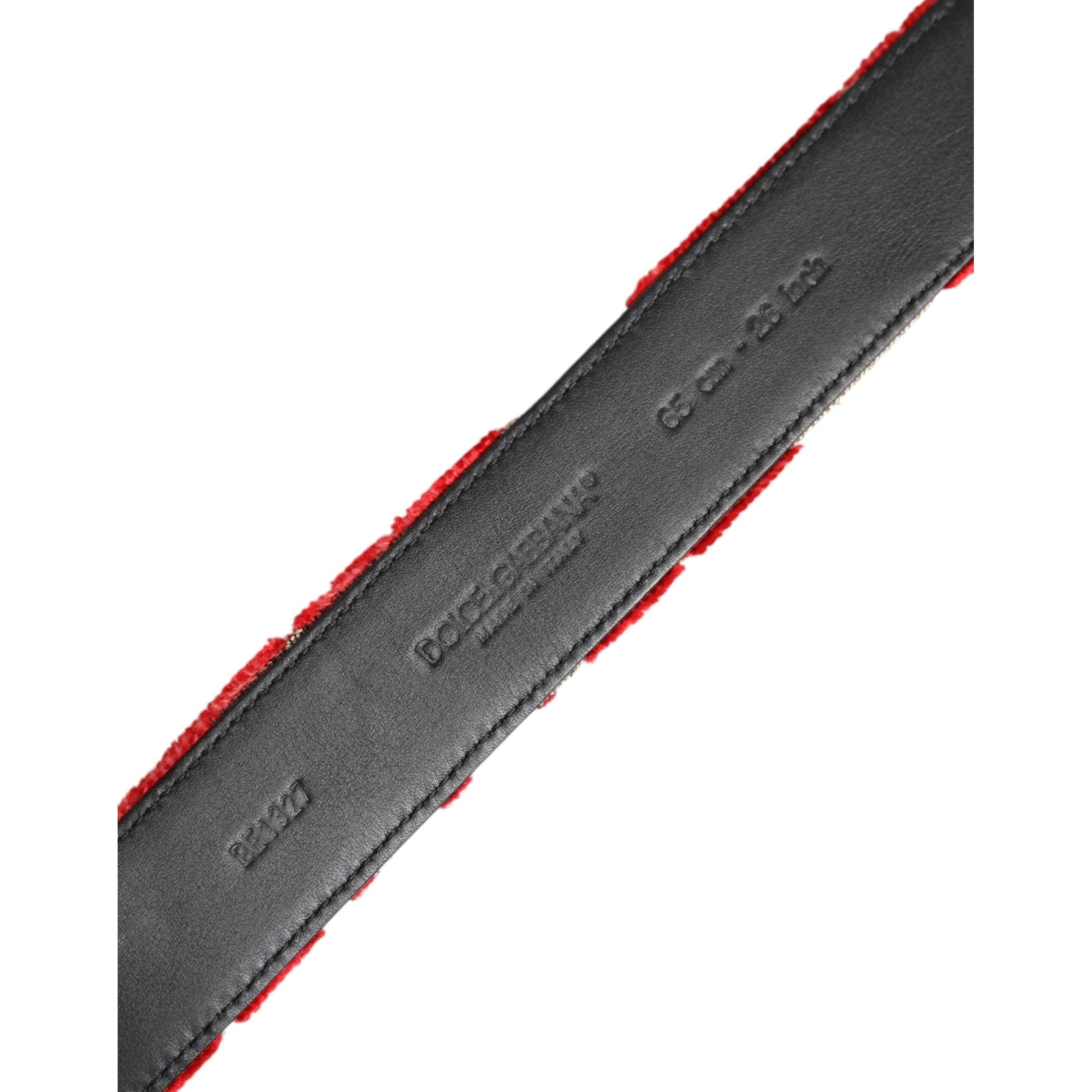Dolce & Gabbana Red Viscose Silver DG Logo Metal Buckle Belt