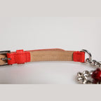 Dolce & Gabbana Red Leather Silver Chain Floral Cintura Belt