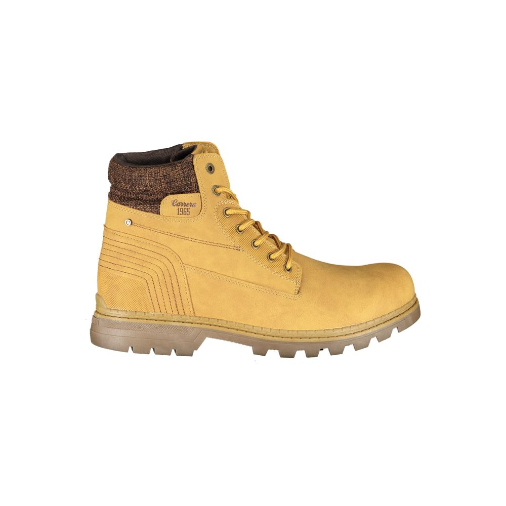 Carrera Giallo polyester men's ankle boots with yellow fabric and sturdy soles, stylish footwear for casual wear.