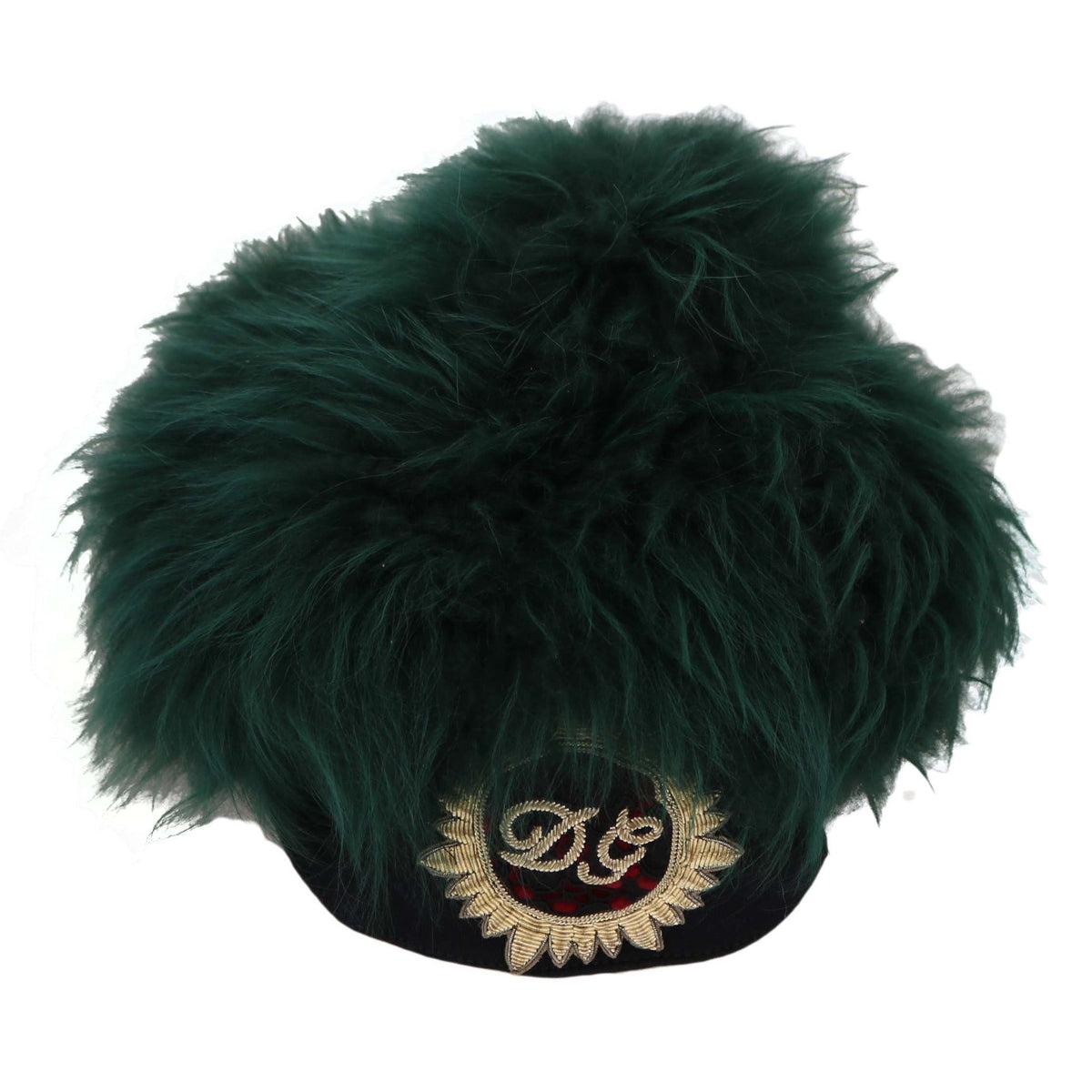 Dolce & Gabbana Green Fur DG Logo Embroidered Cloche Hat