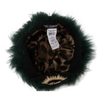 Dolce & Gabbana Green Fur DG Logo Embroidered Cloche Hat
