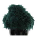 Dolce & Gabbana Green Fur DG Logo Embroidered Cloche Hat