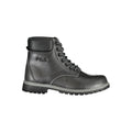 Fila black polyurethane women’s ankle boots with a sleek design and sturdy sole, perfect for stylish casual wear.