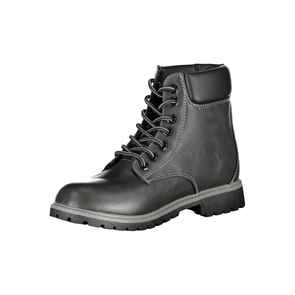 Black Fila polyurethane women's ankle boots with sleek design and sturdy soles.