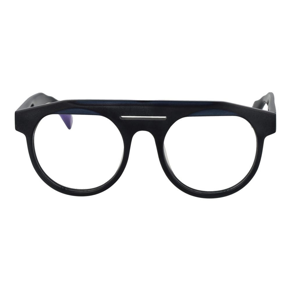 Yohji Yamamoto black plastic glasses frames with sleek design and modern style, close-up view of the eyewear.