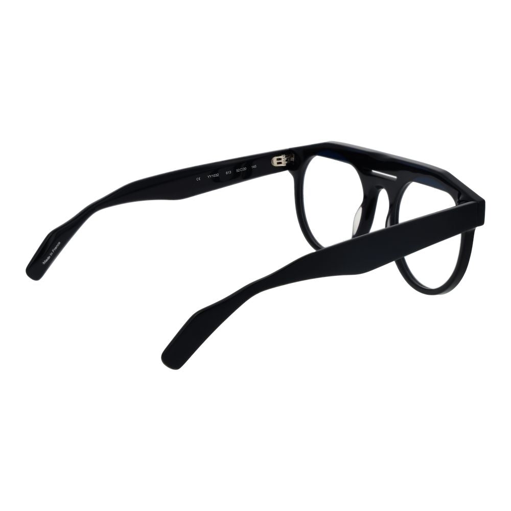 Yohji Yamamoto black plastic glasses frames, stylish and modern eyewear with a sleek design, shown in the image.