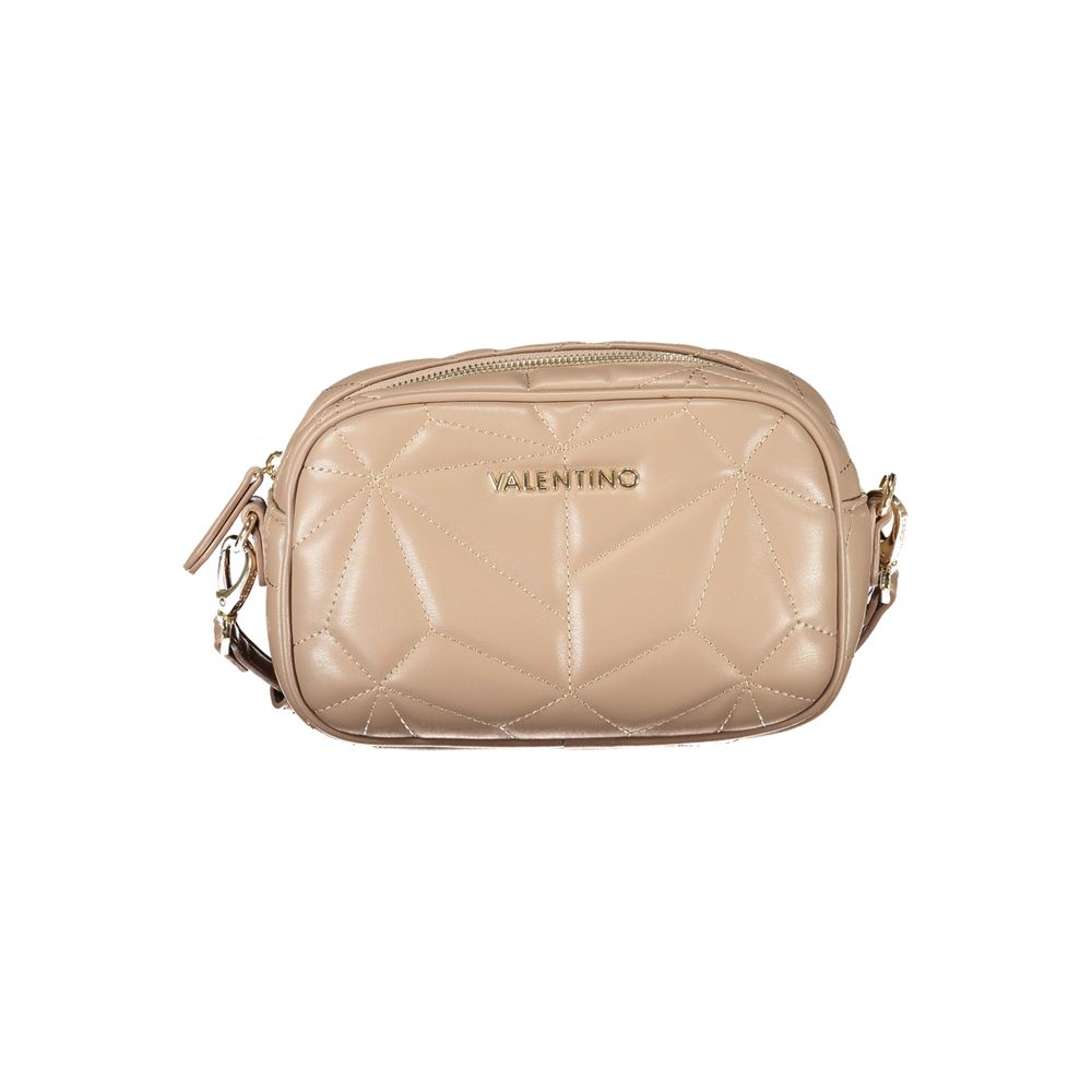 Mario Valentino brown polyurethane women's bag with sleek design and top handle, featuring subtle branding and stylish detailing.