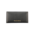 Mario Valentino Nero women's wallet made of black polyurethane, featuring a sleek design with multiple card slots and a zip closure.