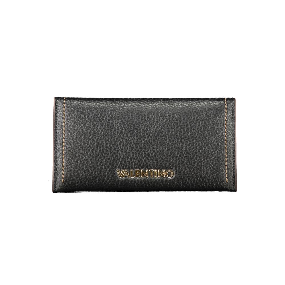 Mario Valentino Nero women's wallet made of black polyurethane, featuring a sleek design with multiple card slots and a zip closure.