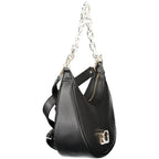 Guess Jeans black polyurethane women's handbag with sleek design and gold-tone hardware, featuring a top handle and spacious interior.