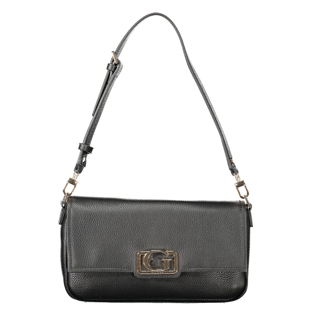 Guess Jeans Nero women's handbag made of polyurethane, stylish black purse with gold accents and chain strap.