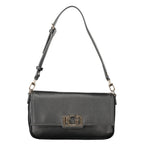 Guess Jeans Nero women's handbag made of polyurethane, stylish black purse with gold accents and chain strap.