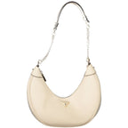 Beige Guess Jeans polyurethane women's handbag with sleek design and gold-tone hardware, stylish accessory for everyday wear.