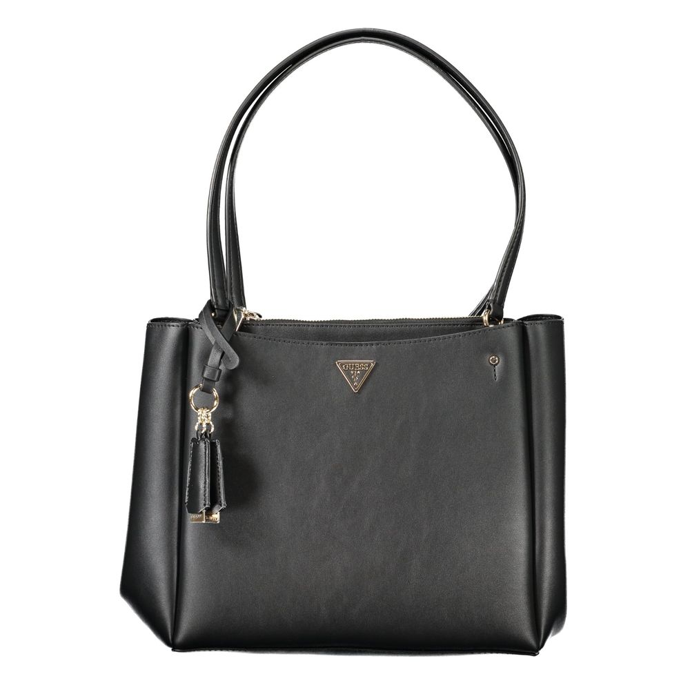 Guess Jeans Nero black polyurethane women’s handbag with sleek design and gold-tone hardware, featuring a structured silhouette.