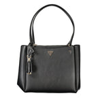 Guess Jeans Nero black polyurethane women’s handbag with sleek design and gold-tone hardware, featuring a structured silhouette.
