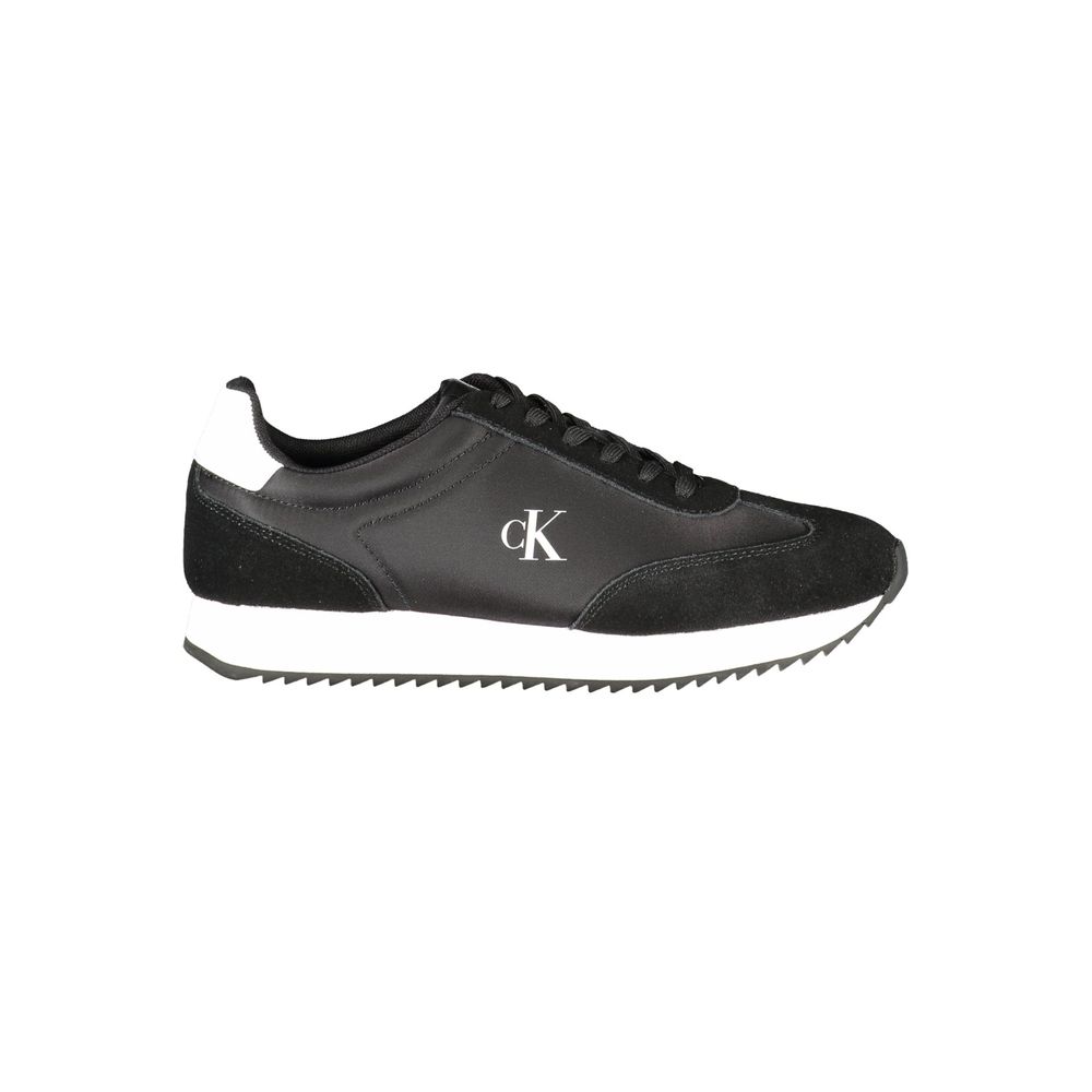 Calvin Klein Nero leather women’s sneaker with sleek design and white sole, stylish casual footwear for everyday wear.