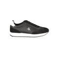 Calvin Klein Nero leather women’s sneaker with sleek design and white sole, stylish casual footwear for everyday wear.