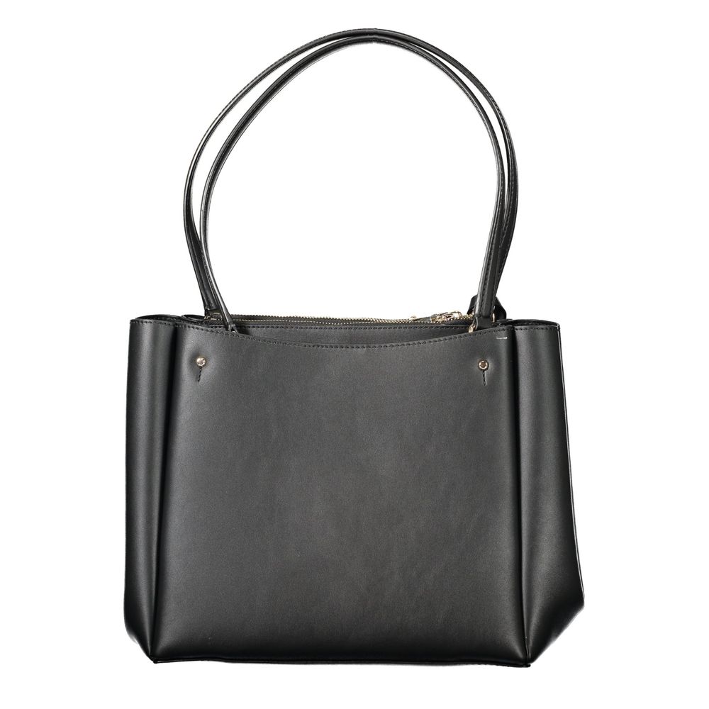 Black Guess Jeans women's handbag made of polyurethane, stylish design with sleek details and top handle for versatile carry.