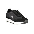 Calvin Klein Nero leather women's sneaker with sleek design and white rubber sole, stylish and comfortable footwear.