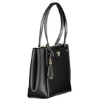 Guess Jeans Nero women's handbag made of polyurethane with sleek design and top handle, stylish accessory for casual or chic outfits.