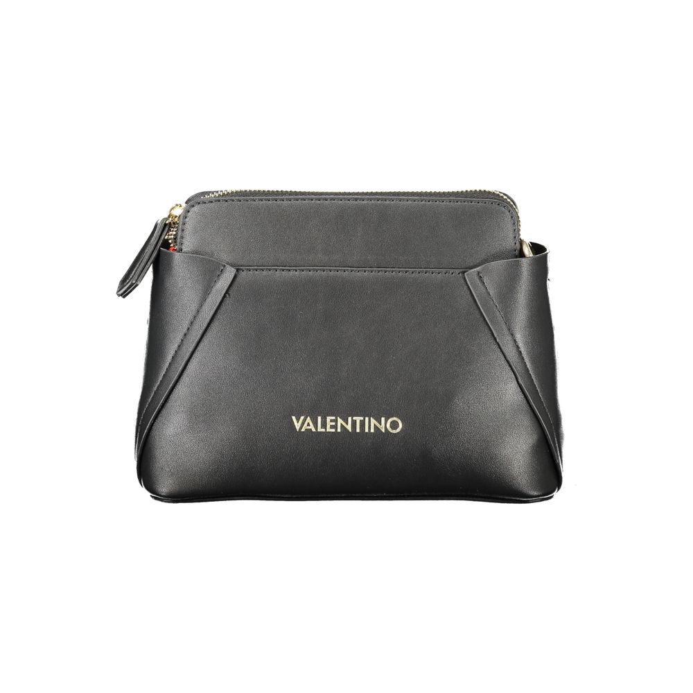 Mario Valentino Nero polyurethane women's bag with sleek design and silver-tone hardware, featuring two top handles and a spacious interior.