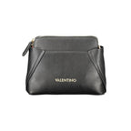 Mario Valentino Nero polyurethane women's bag with sleek design and silver-tone hardware, featuring two top handles and a spacious interior.