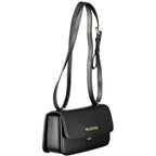 Mario Valentino Nero women's polyurethane bag with sleek design and top handle, featuring subtle branding and elegant stitching.