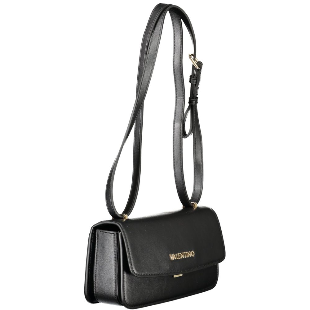 Mario Valentino Nero women's polyurethane bag with sleek design and top handle, featuring subtle branding and elegant stitching.