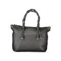 Mario Valentino women's black polyurethane bag featuring sleek design and top handles, perfect for everyday use.