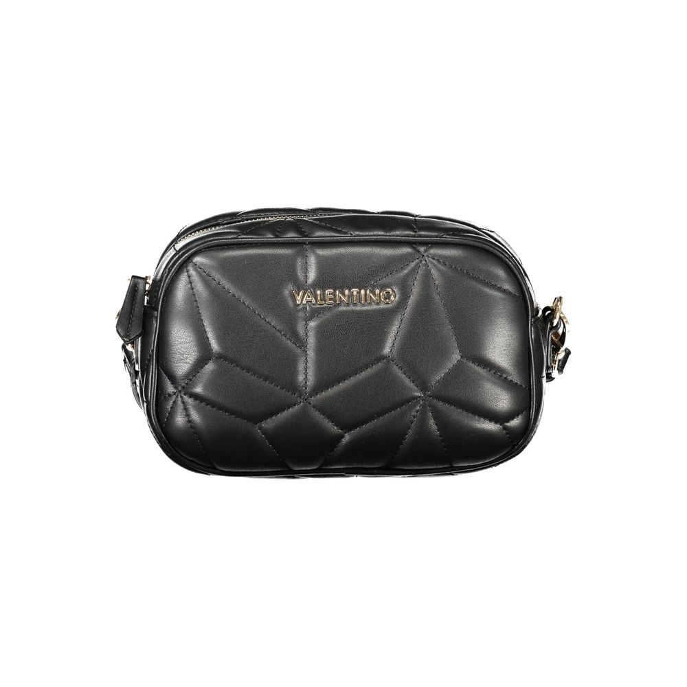 Mario Valentino Nero polyurethane women's bag with sleek design and silver hardware, featuring a top handle and spacious interior.