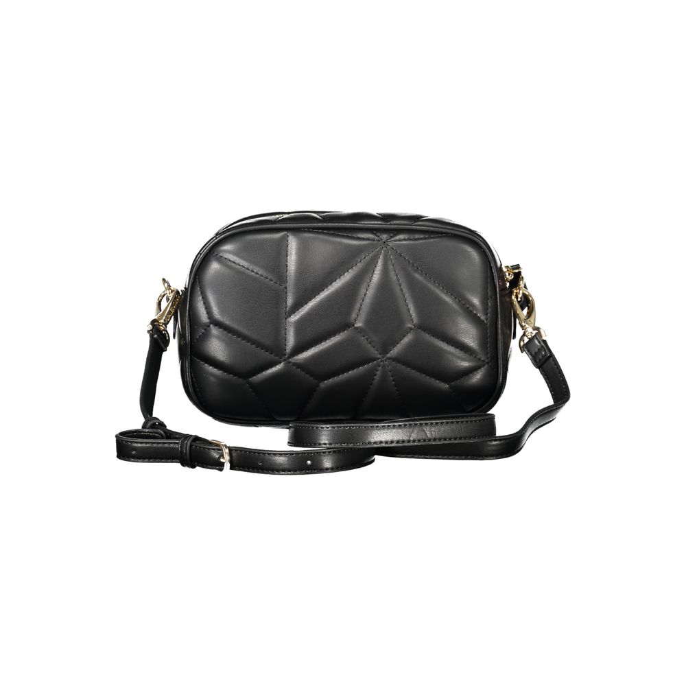 Mario Valentino Nero polyurethane women's bag with sleek design and silver hardware, featuring a top handle and spacious interior.