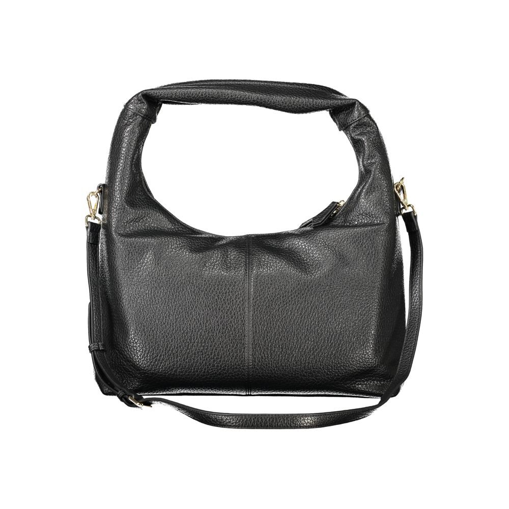 Black polyurethane women's bag by Mario Valentino featuring a sleek design and subtle branding details.