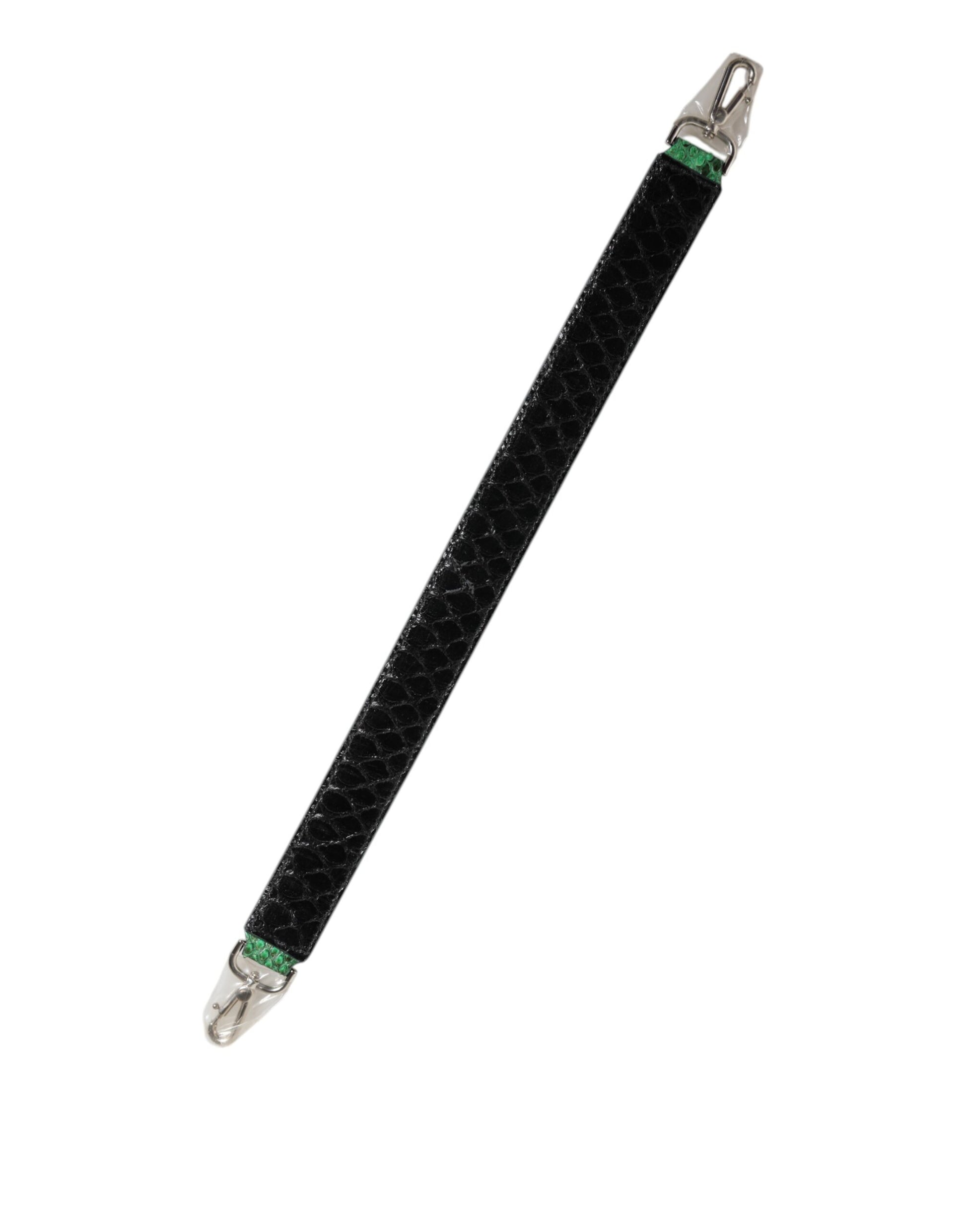 Dolce & Gabbana Black Green Exotic Leather Bag Shoulder Strap Dolce & Gabbana
