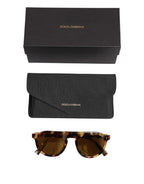 Dolce & Gabbana Brown Acetate Round Leopard Print Eyewear Sunglasses - Eljoys Fashion 