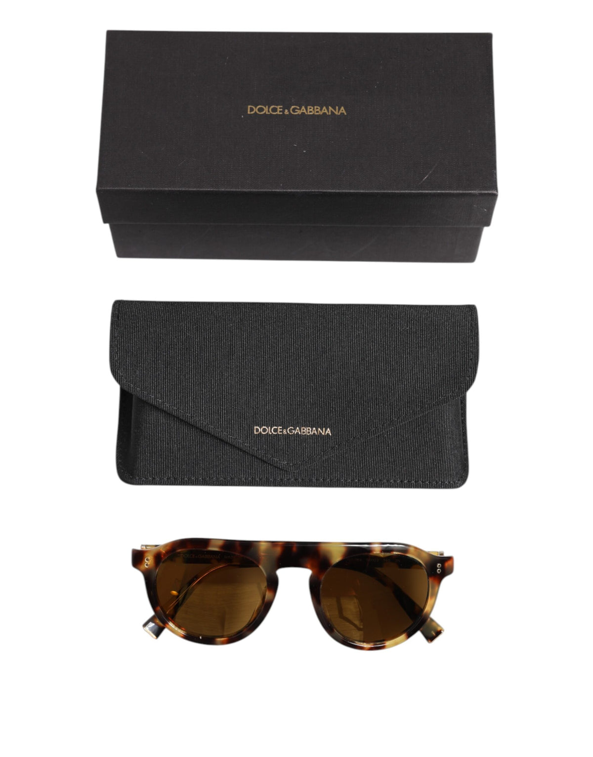 Dolce & Gabbana Brown Acetate Round Leopard Print Eyewear Sunglasses - Eljoys Fashion 